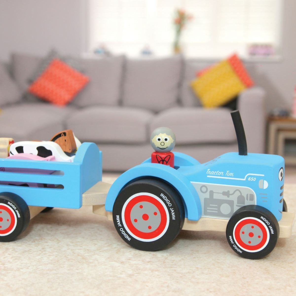 Indigo Jamm Tractor Tim Wooden Farm Vehicle Toy for Kids