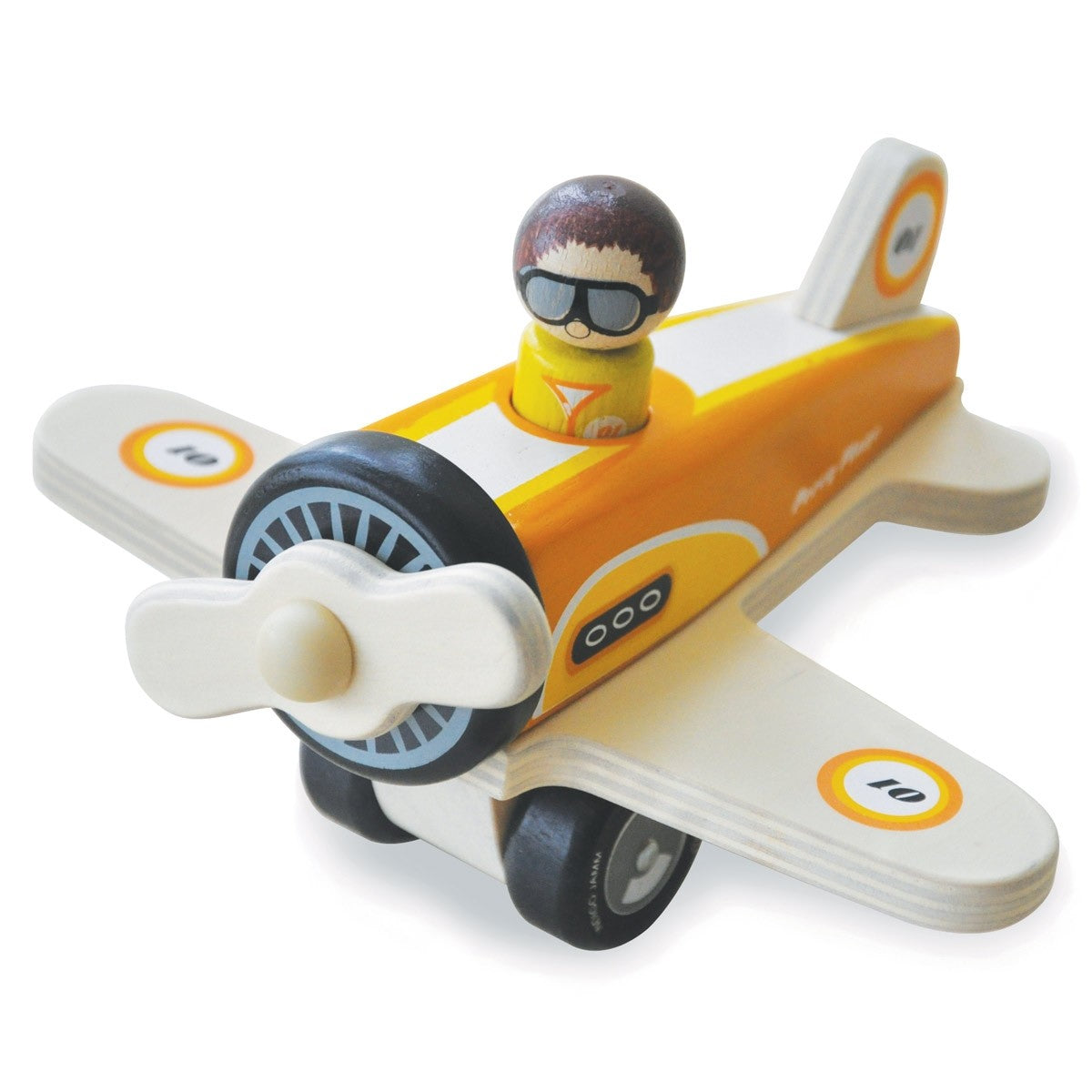 Indigo Jamm Percy Plane Wooden Toy with Removable Peg Pilot for Kids