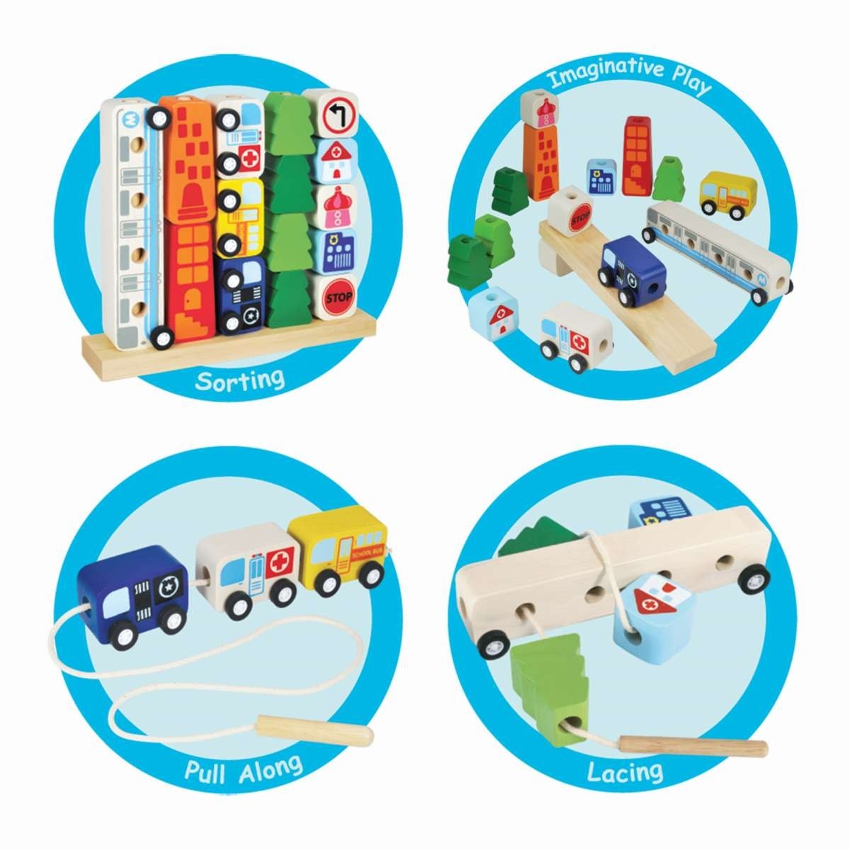 I'm Toy Educational Wooden Sort and Count City Toy for Early Math Learning