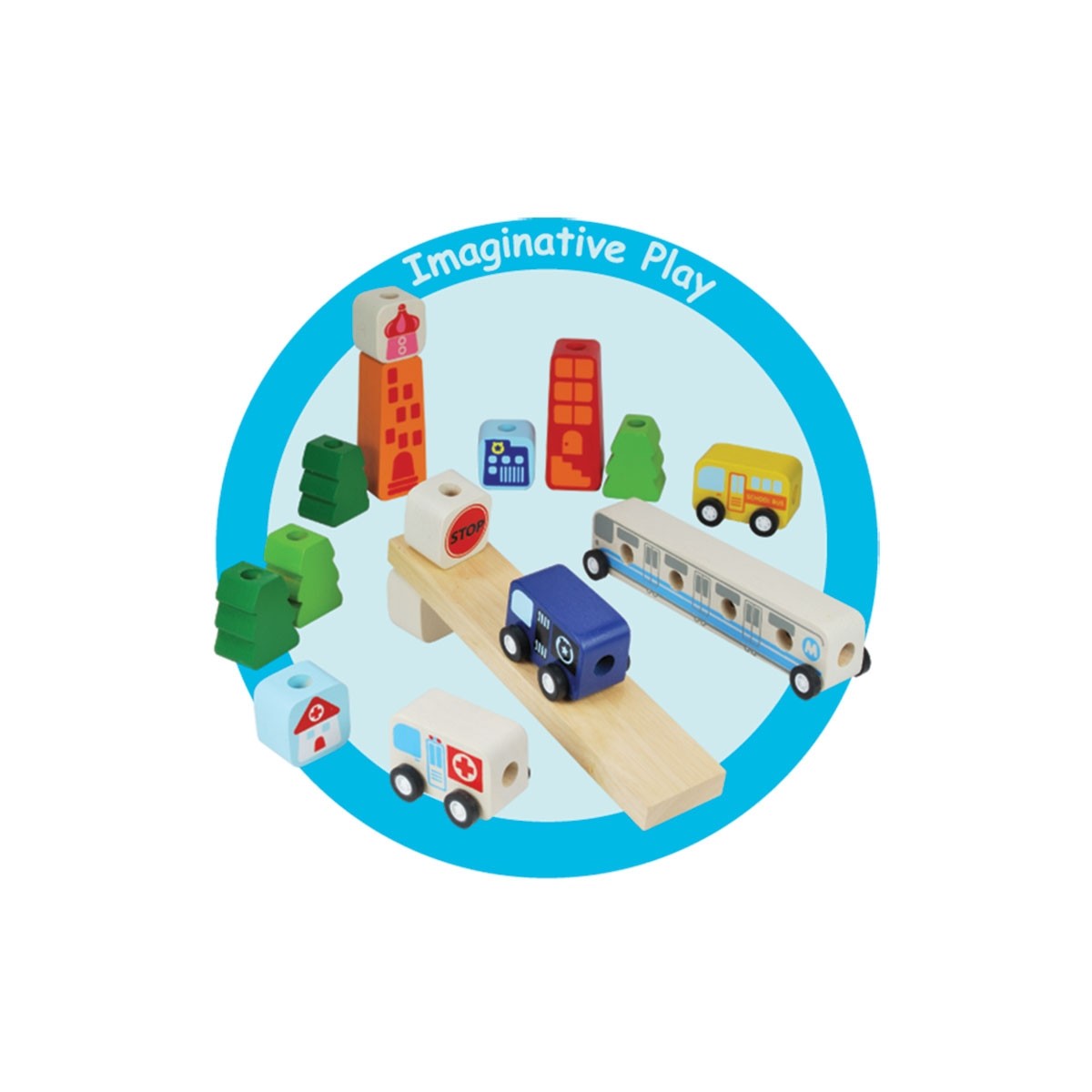 I'm Toy Educational Wooden Sort and Count City Toy for Early Math Learning