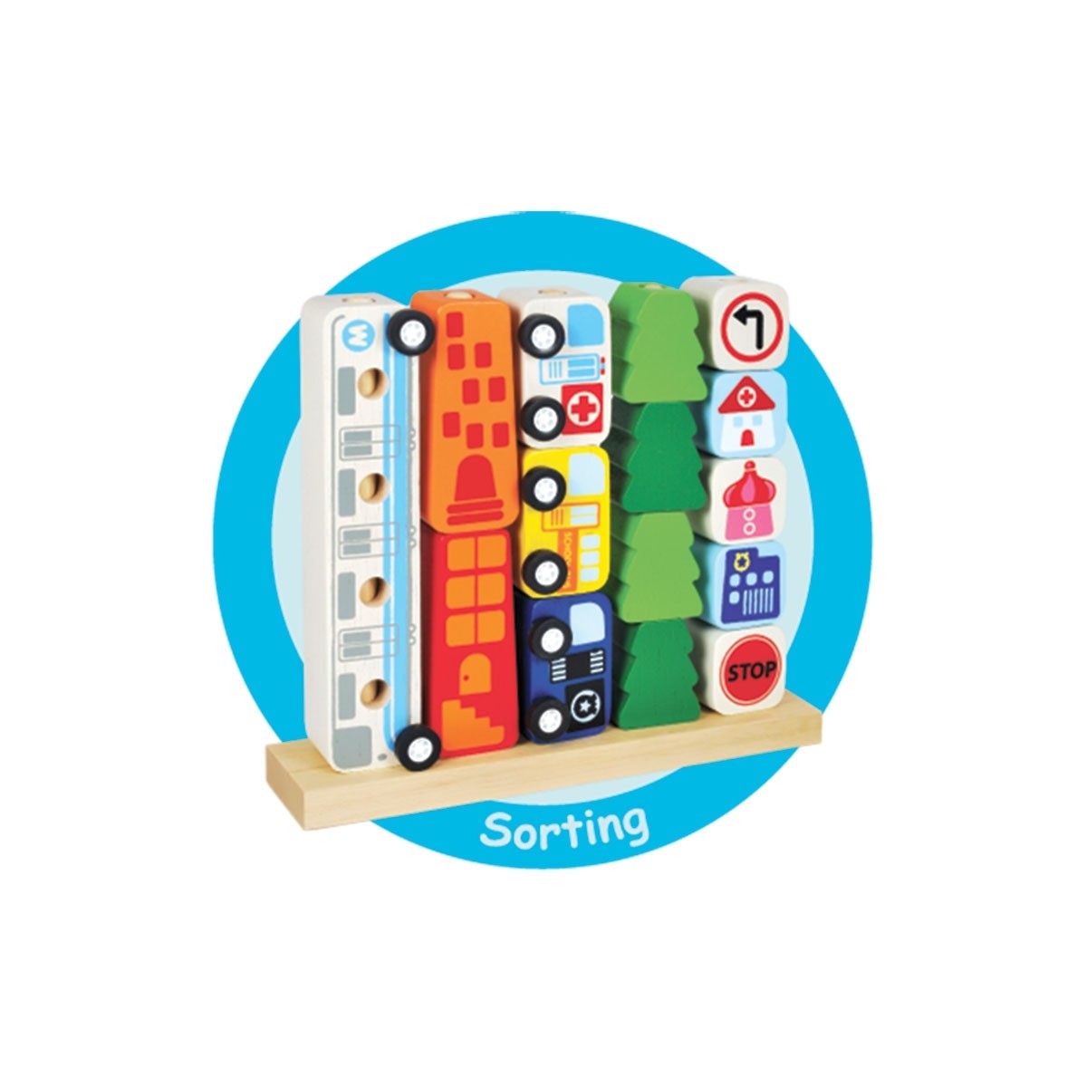 I'm Toy Educational Wooden Sort and Count City Toy for Early Math Learning