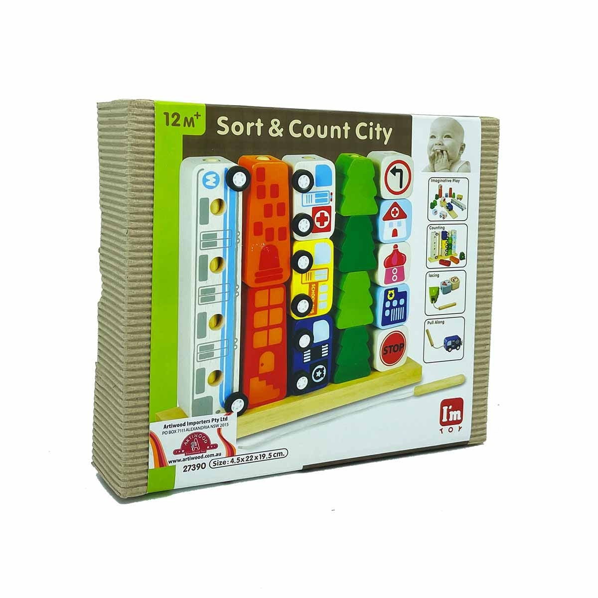 I'm Toy Educational Wooden Sort and Count City Toy for Early Math Learning