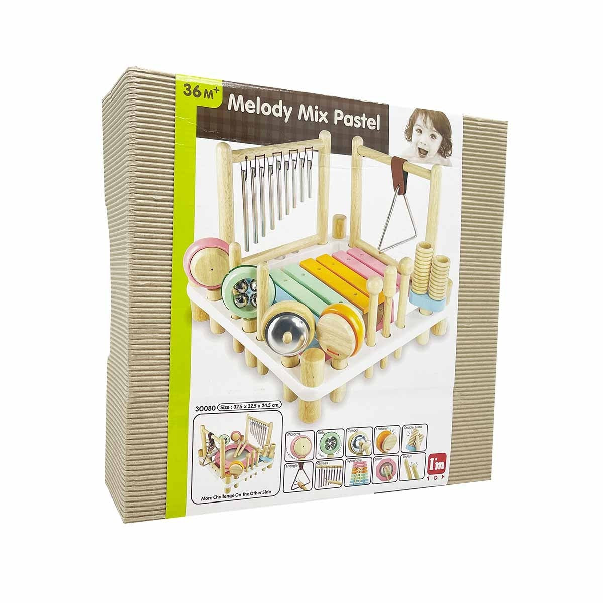 I'm Toy Wooden Melody Mix Musical Instrument Set for Kids Pastel
