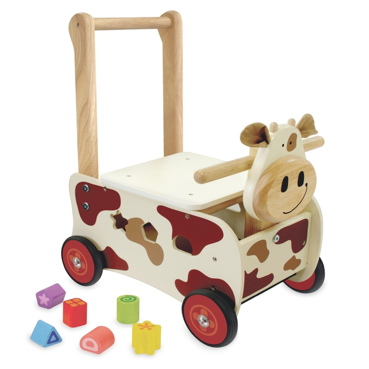 I'm Toy Wooden Walk and Ride Cow Sorter 2 in 1 Activity Toy for Toddlers