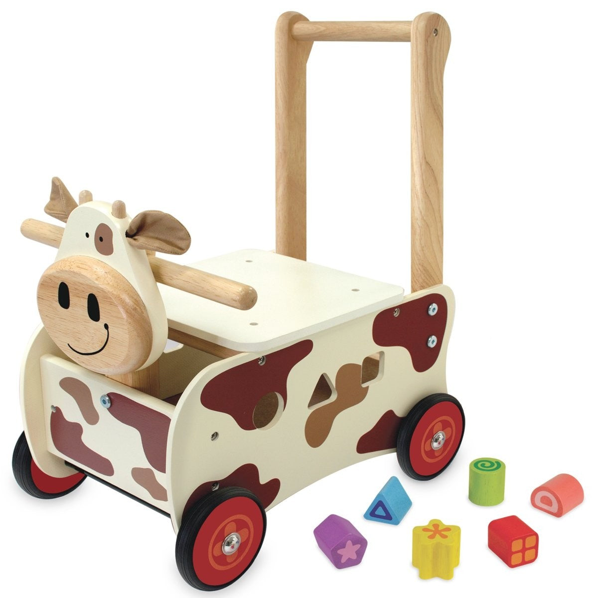 I'm Toy Wooden Walk and Ride Cow Sorter 2 in 1 Activity Toy for Toddlers