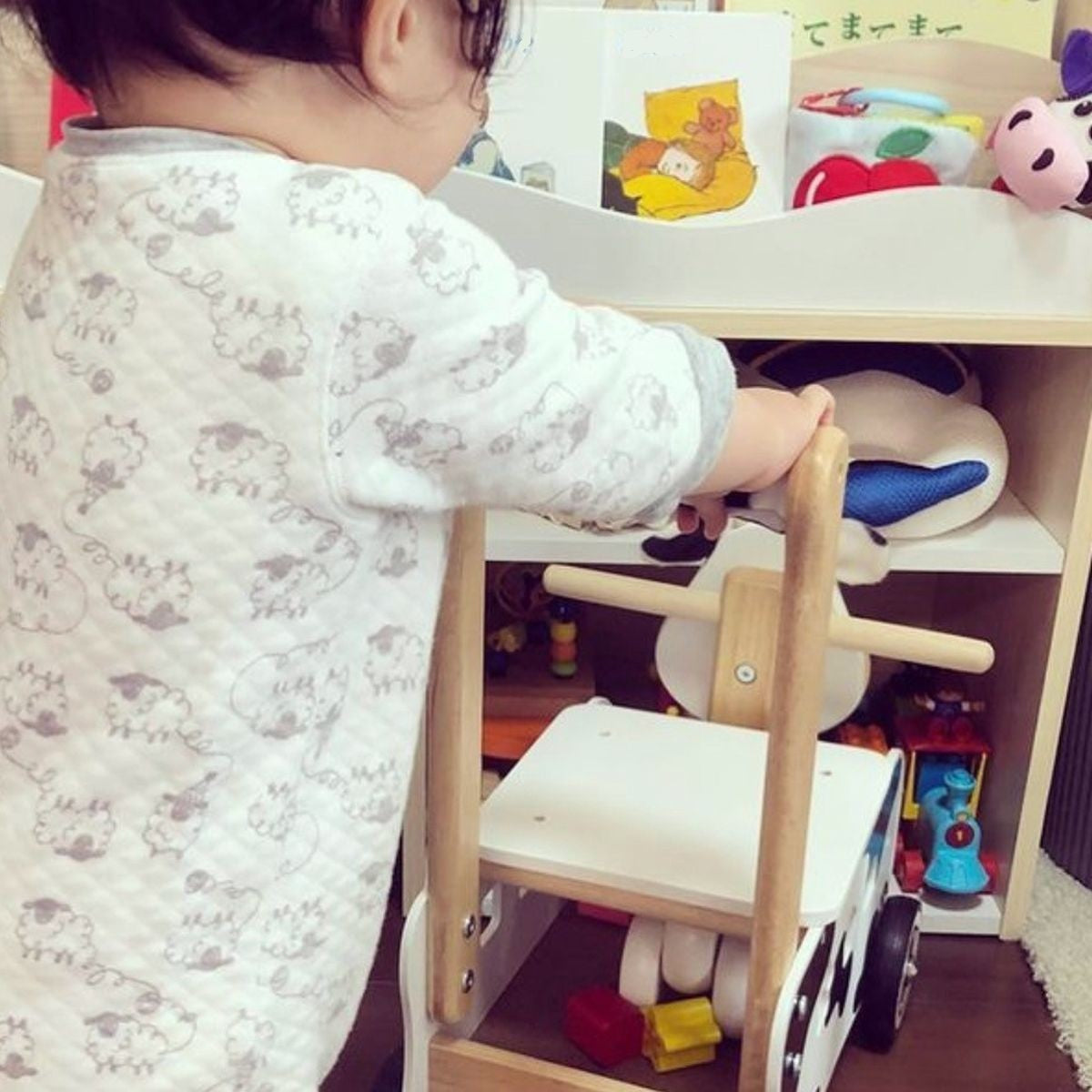 I'm Toy Wooden Walk and Ride Cow Sorter 2 in 1 Activity Toy for Toddlers