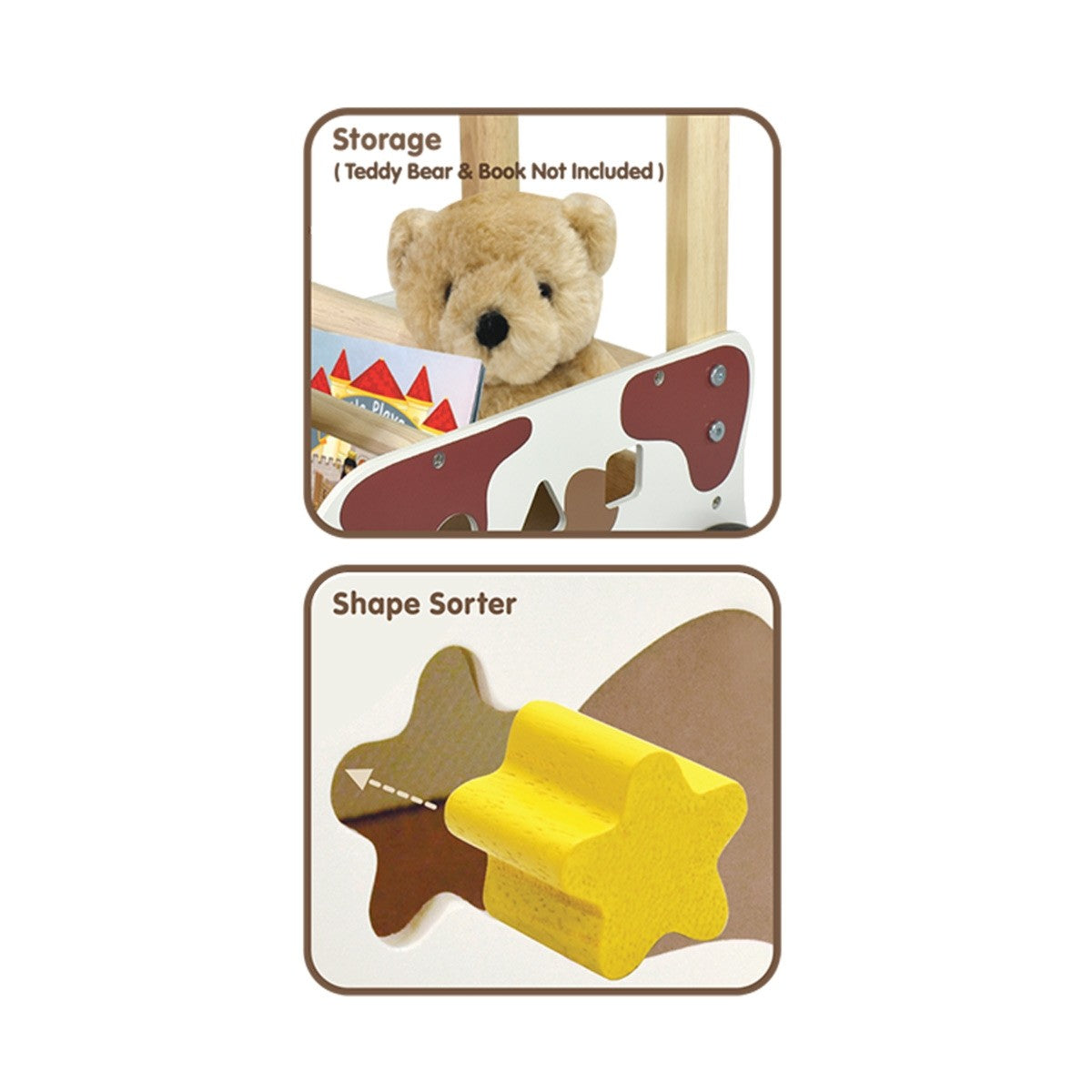 I'm Toy Wooden Walk and Ride Cow Sorter 2 in 1 Activity Toy for Toddlers