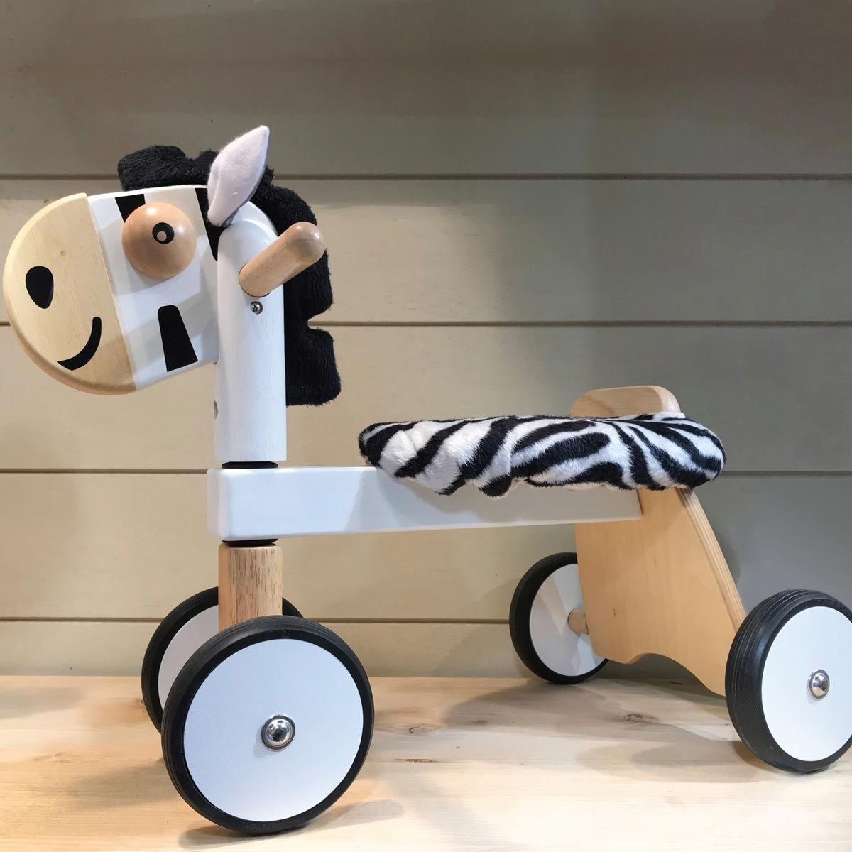 I'm Toy Wooden Zebra Animal Style Ride On for Toddlers