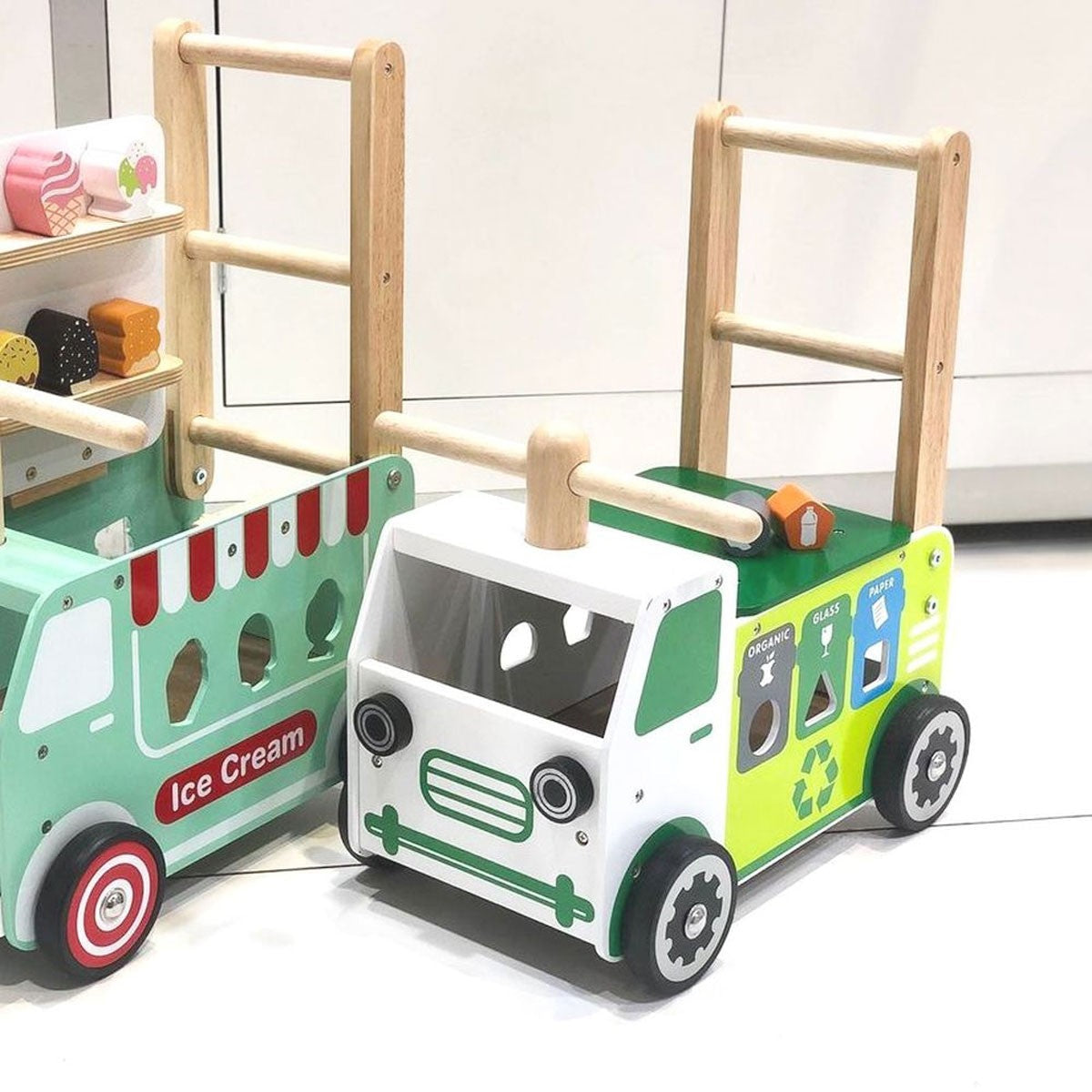 I'm Toy Wooden Walk and Ride Recycling Truck Shape Sorter Toy for Toddlers
