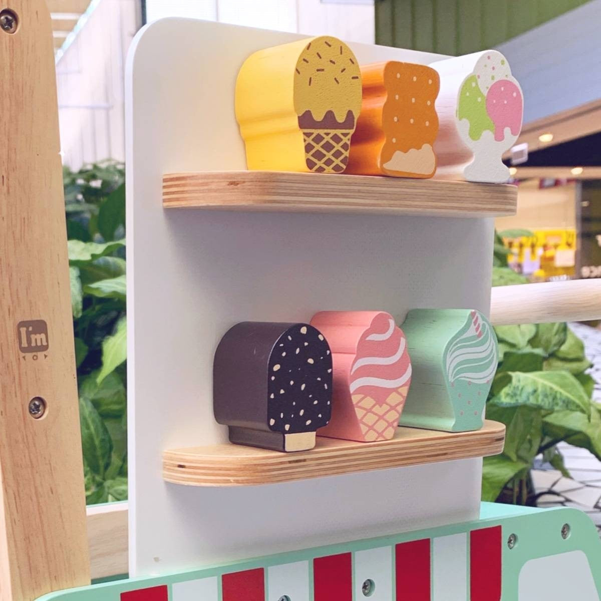 I'm Toy Wooden Ice Cream Truck Sorter Walk and Ride On Toy for Toddlers