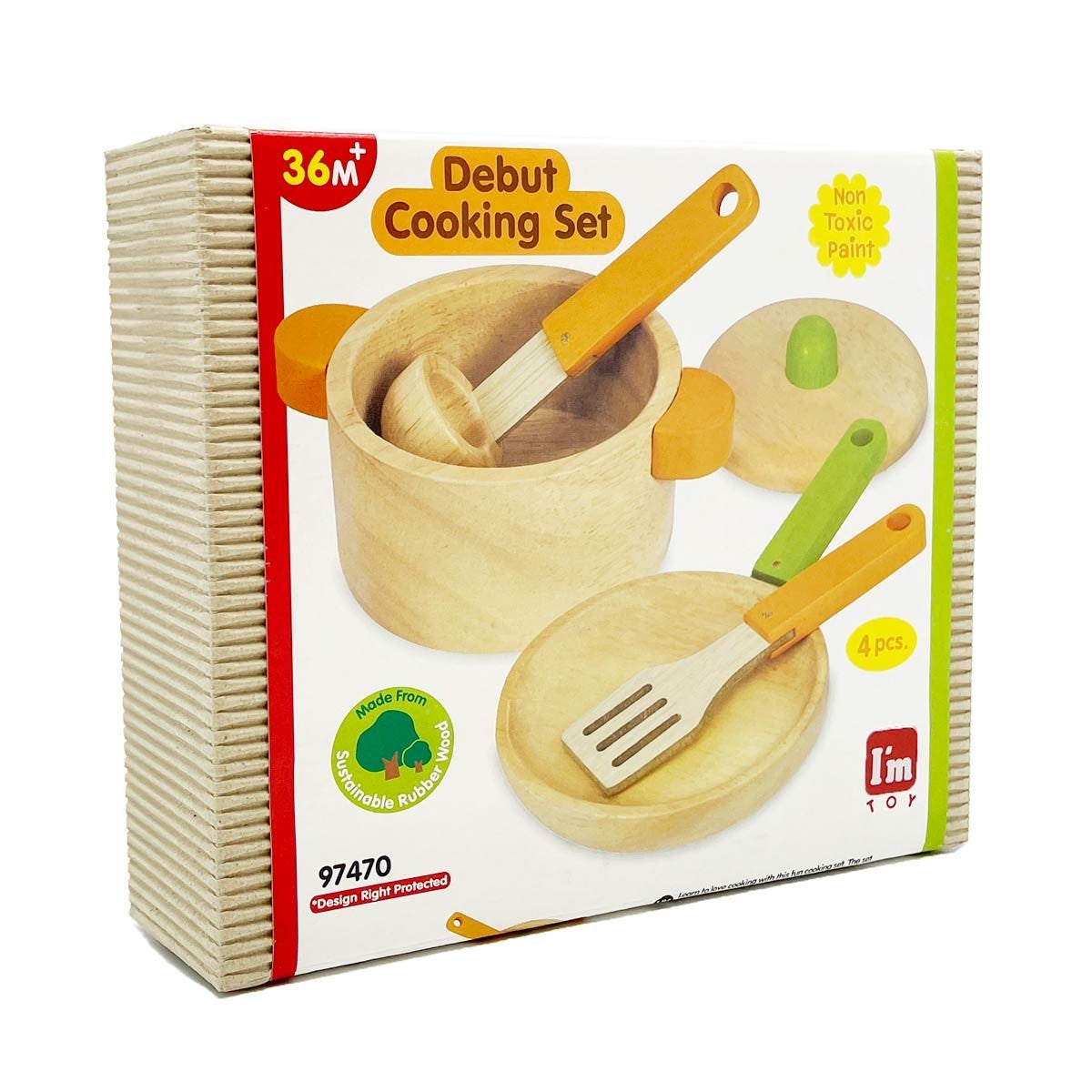 I'm Toy Wooden Pretend Play Kitchen Cooking Set Toy for Toddlers