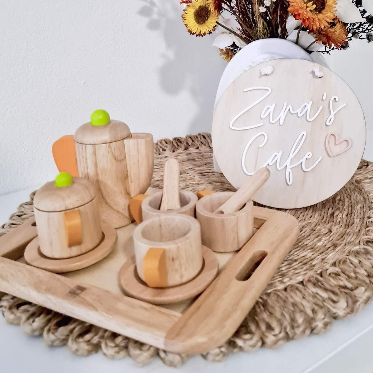 I'm Toy Wooden Pretend Play Kitchen Tea Set Toy for Kids