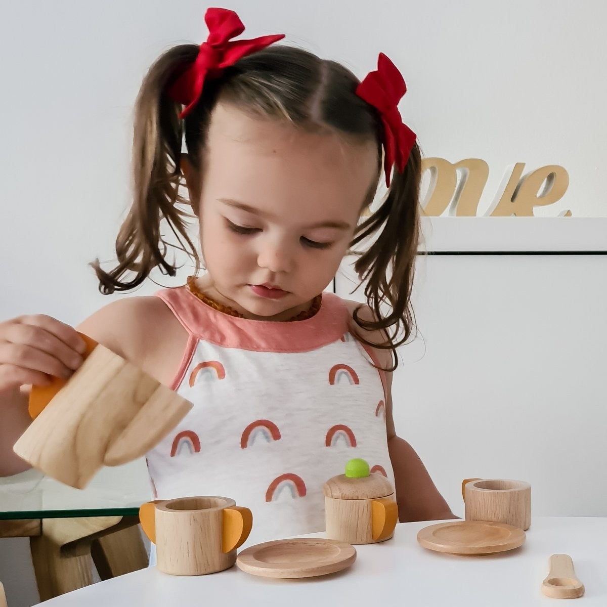 I'm Toy Wooden Pretend Play Kitchen Tea Set Toy for Kids