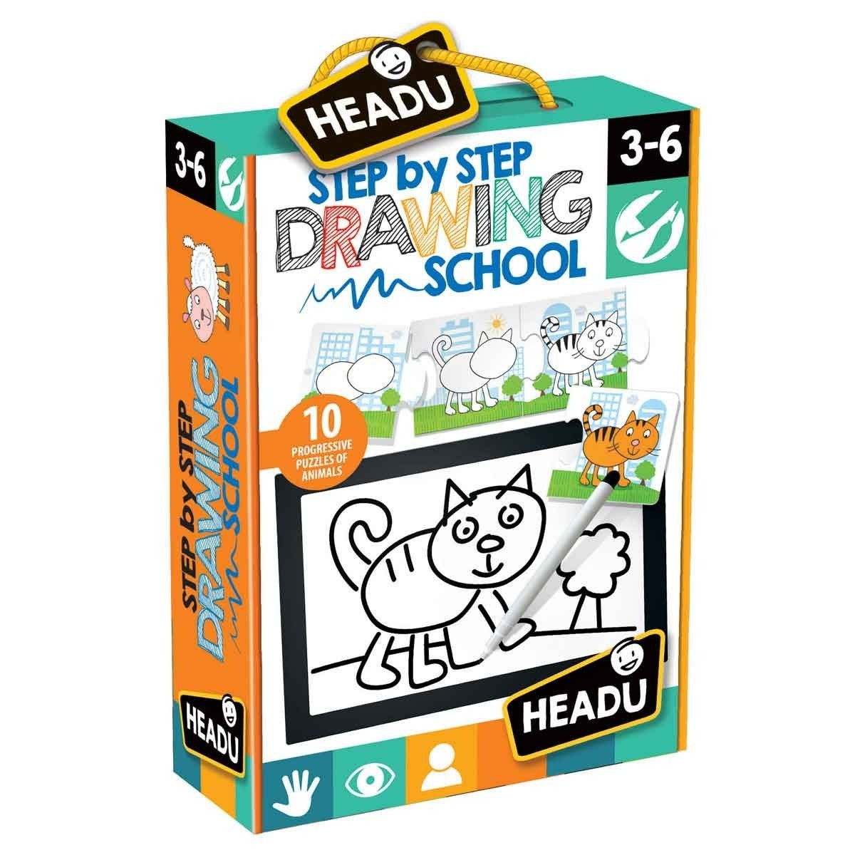 Headu Animal Drawing Step-by-Step Puzzle Kit