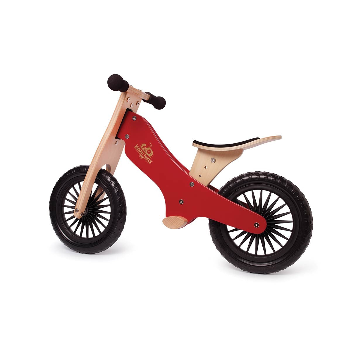 Kinderfeets Balance Bike Wooden Ride On for Toddlers Cherry Red