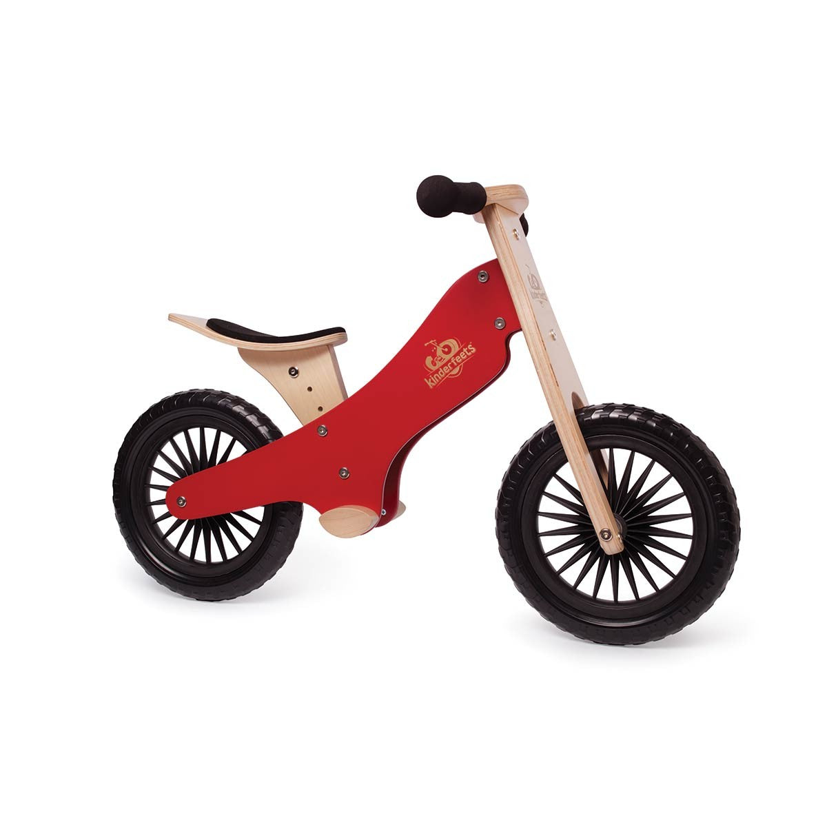 Kinderfeets Balance Bike Wooden Ride On for Toddlers Cherry Red