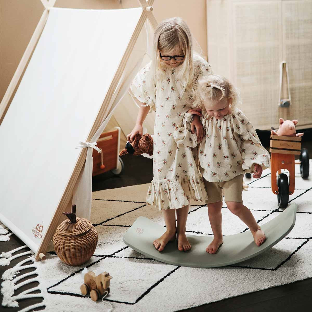 Kinderfeets Kinderboard Sage Wash Wooden Balance Board for Kids