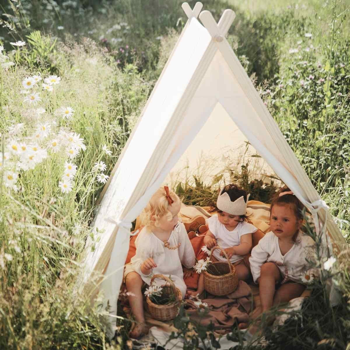 Kinderfeets Natural Cotton Play Tent Indoor Kids’ Teepee for Imaginative Play