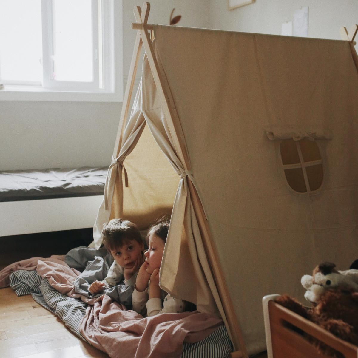 Kinderfeets Natural Cotton Play Tent Indoor Kids’ Teepee for Imaginative Play