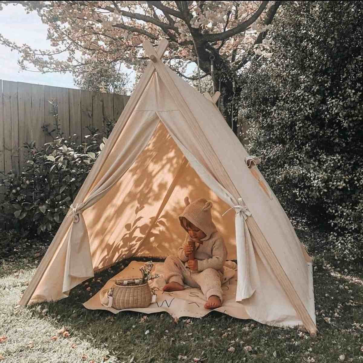 Kinderfeets Natural Cotton Play Tent Indoor Kids’ Teepee for Imaginative Play