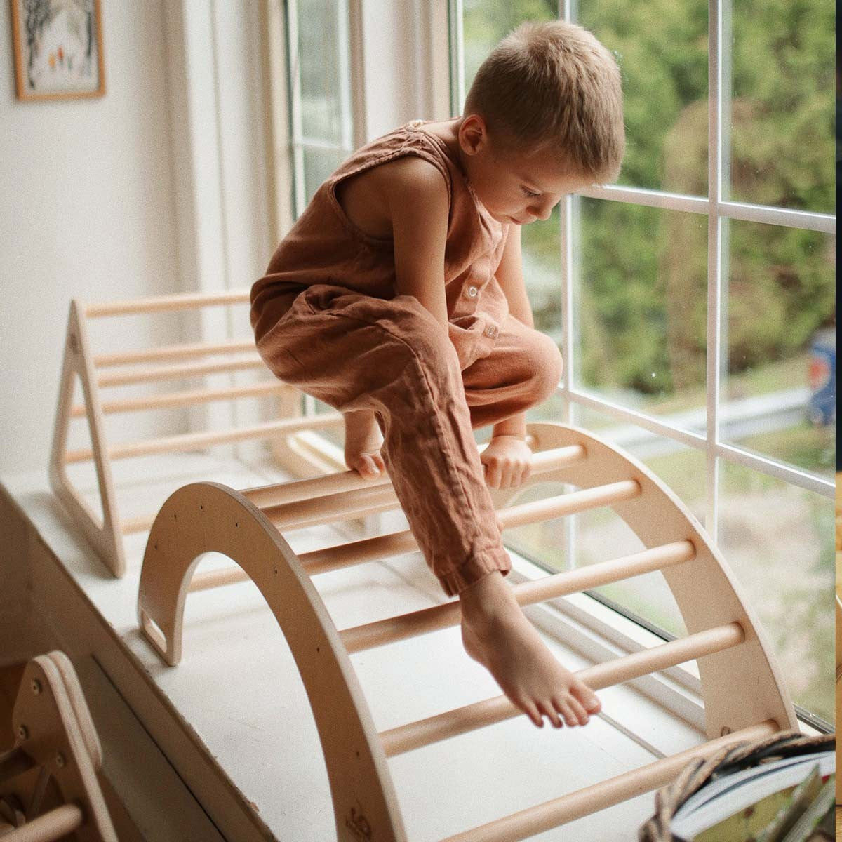 Kinderfeets Pikler Rocking & Climbing Arch Wooden Play Arch and Rocker for Kids