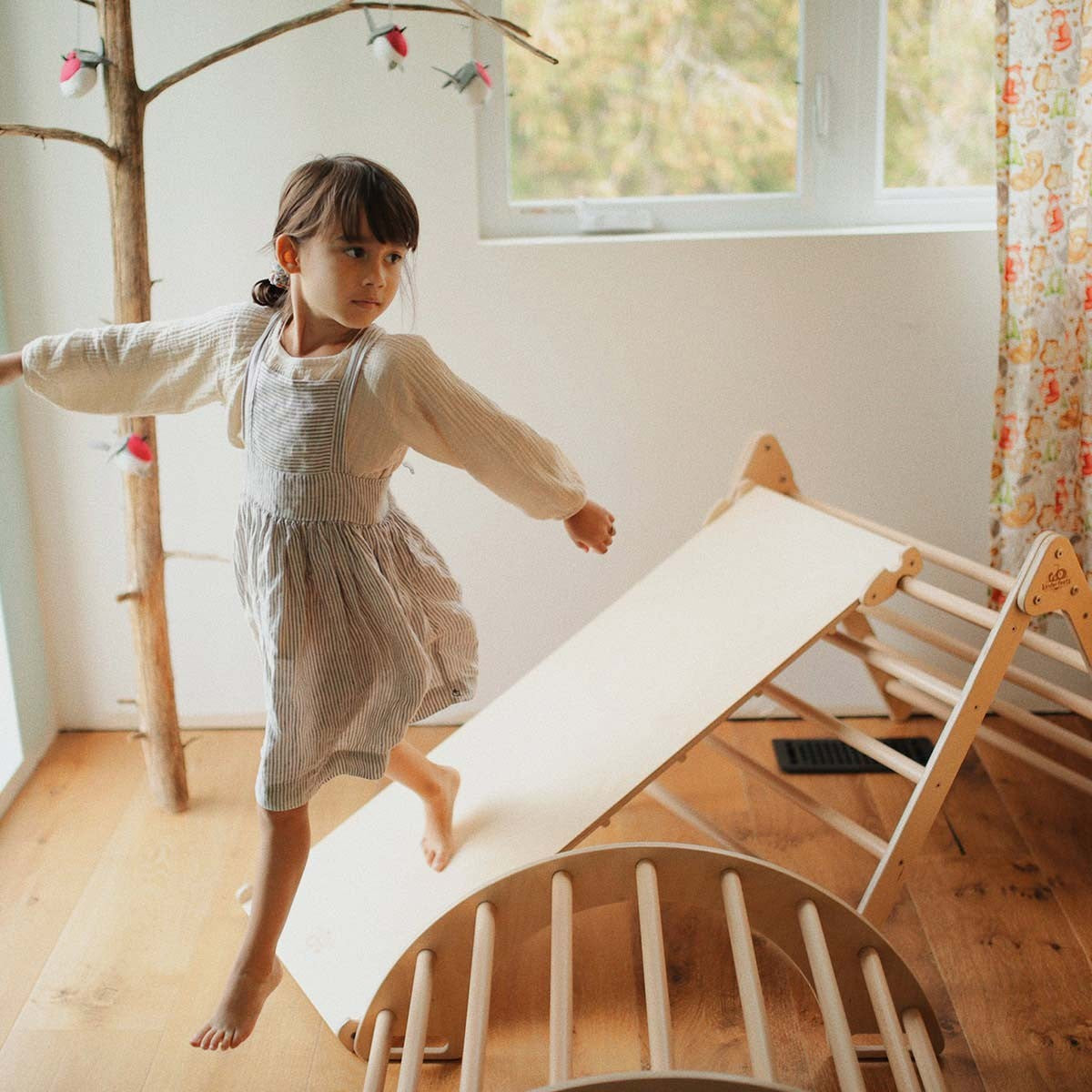 Kinderfeets Pikler Ramp & Slide Reversible Wooden Climbing Accessory for Toddlers