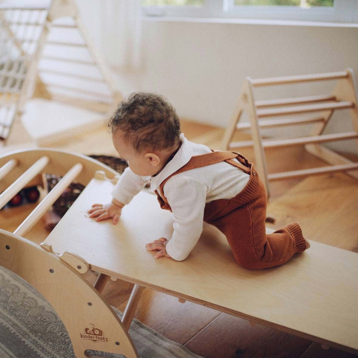 Kinderfeets Pikler Ramp & Slide Reversible Wooden Climbing Accessory for Toddlers