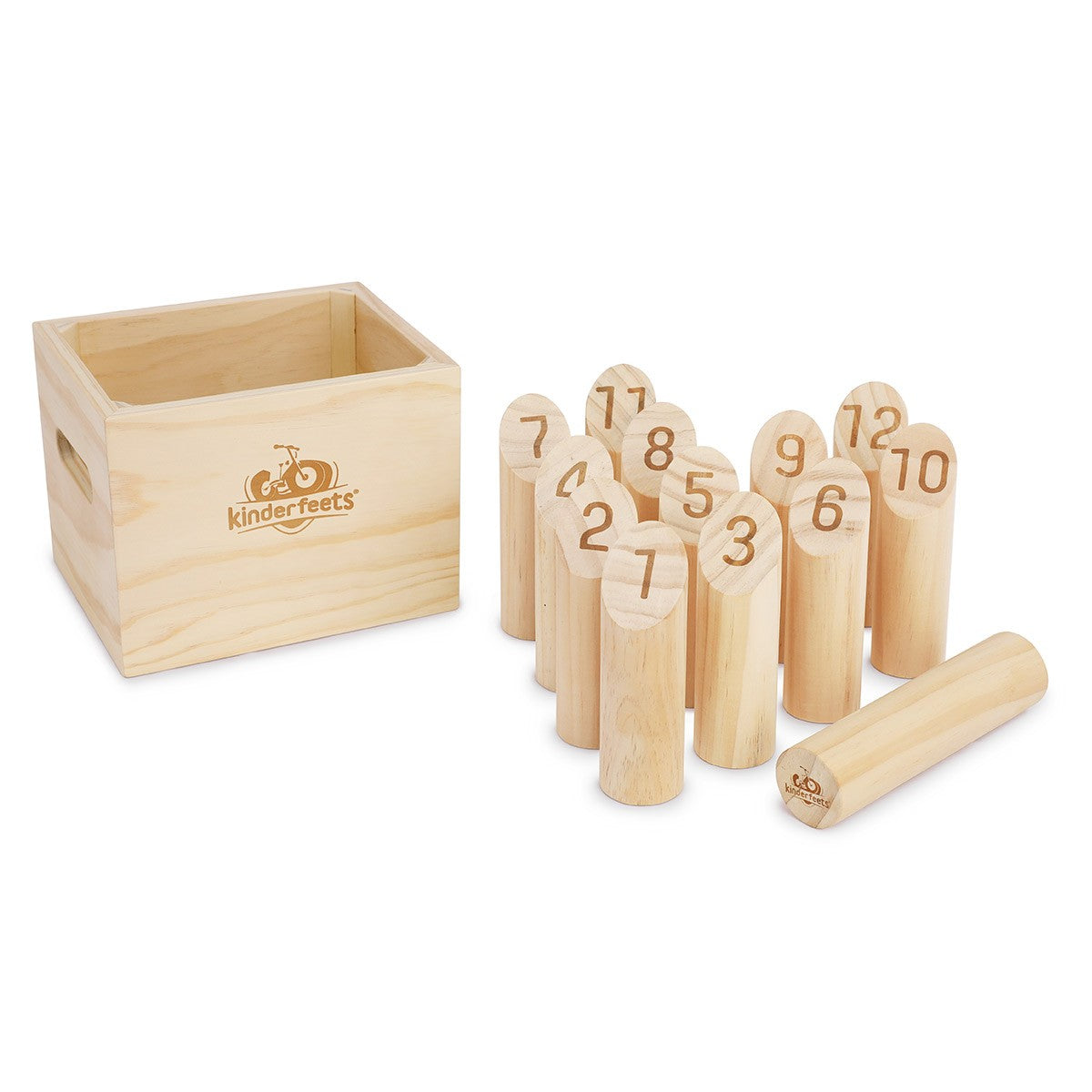 Kinderfeets Skittle Sticks Wooden Lawn Game with 12 Numbered Pins