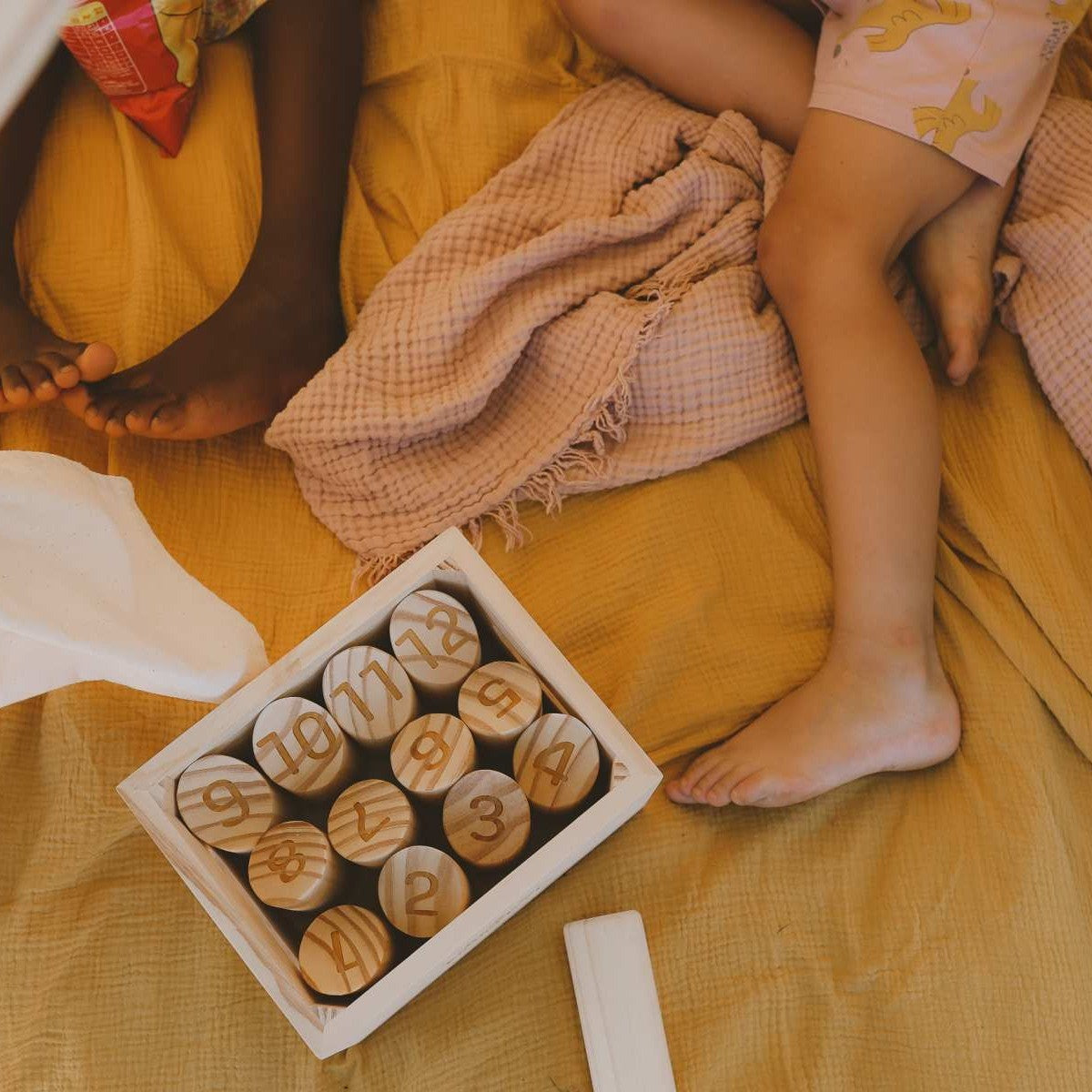 Kinderfeets Skittle Sticks Wooden Lawn Game with 12 Numbered Pins