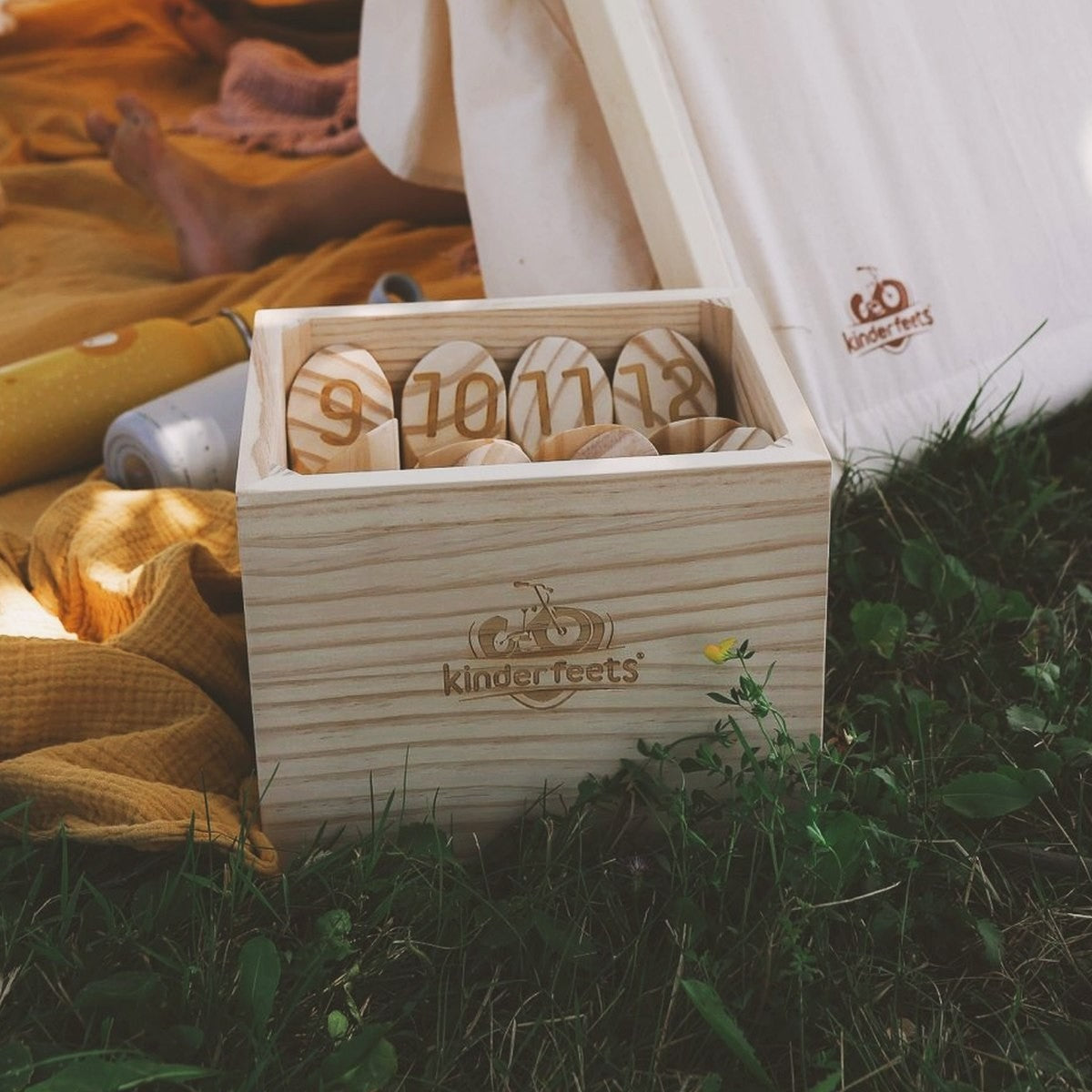 Kinderfeets Skittle Sticks Wooden Lawn Game with 12 Numbered Pins