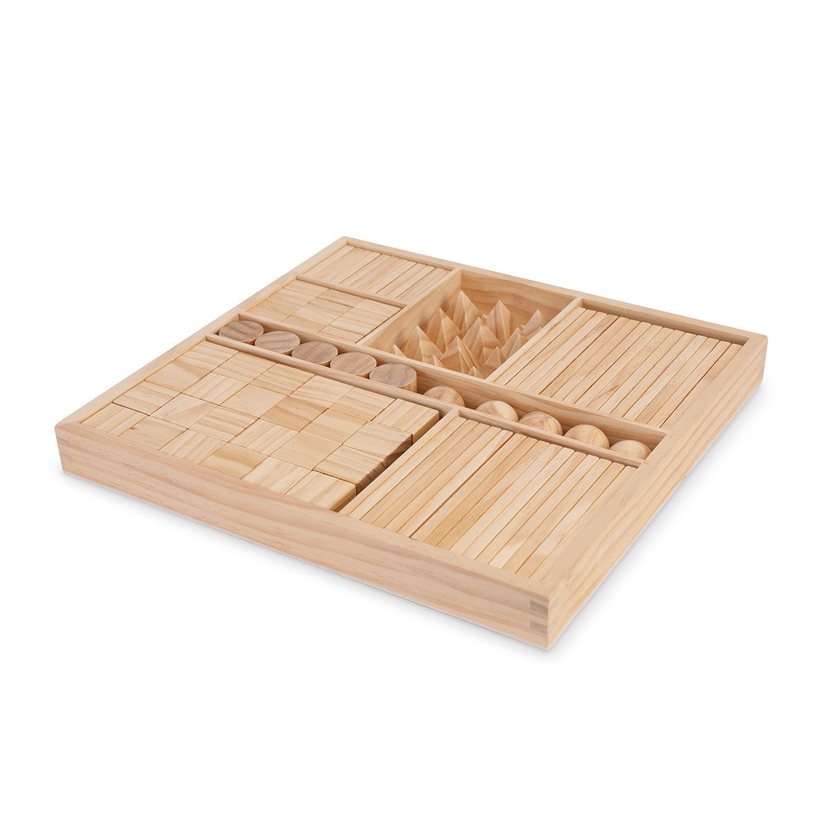Kinderfeets Wooden Tray with 100 Wooden Blocks Natural