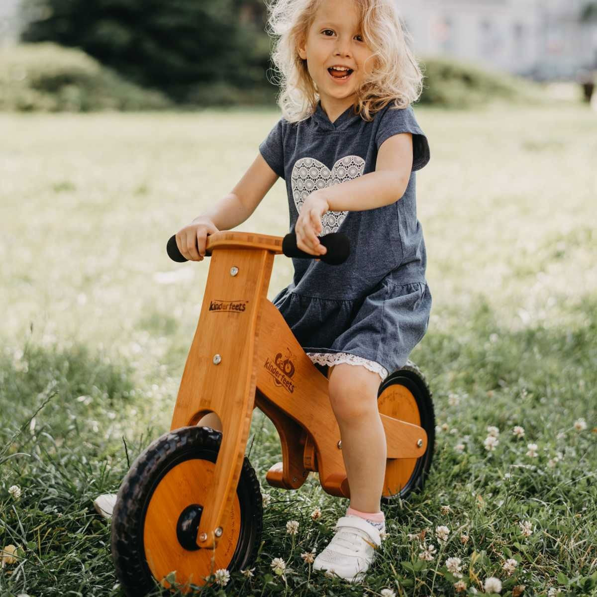 Kinderfeets Bamboo Balance Bike organic Wooden Ride On for Toddlers