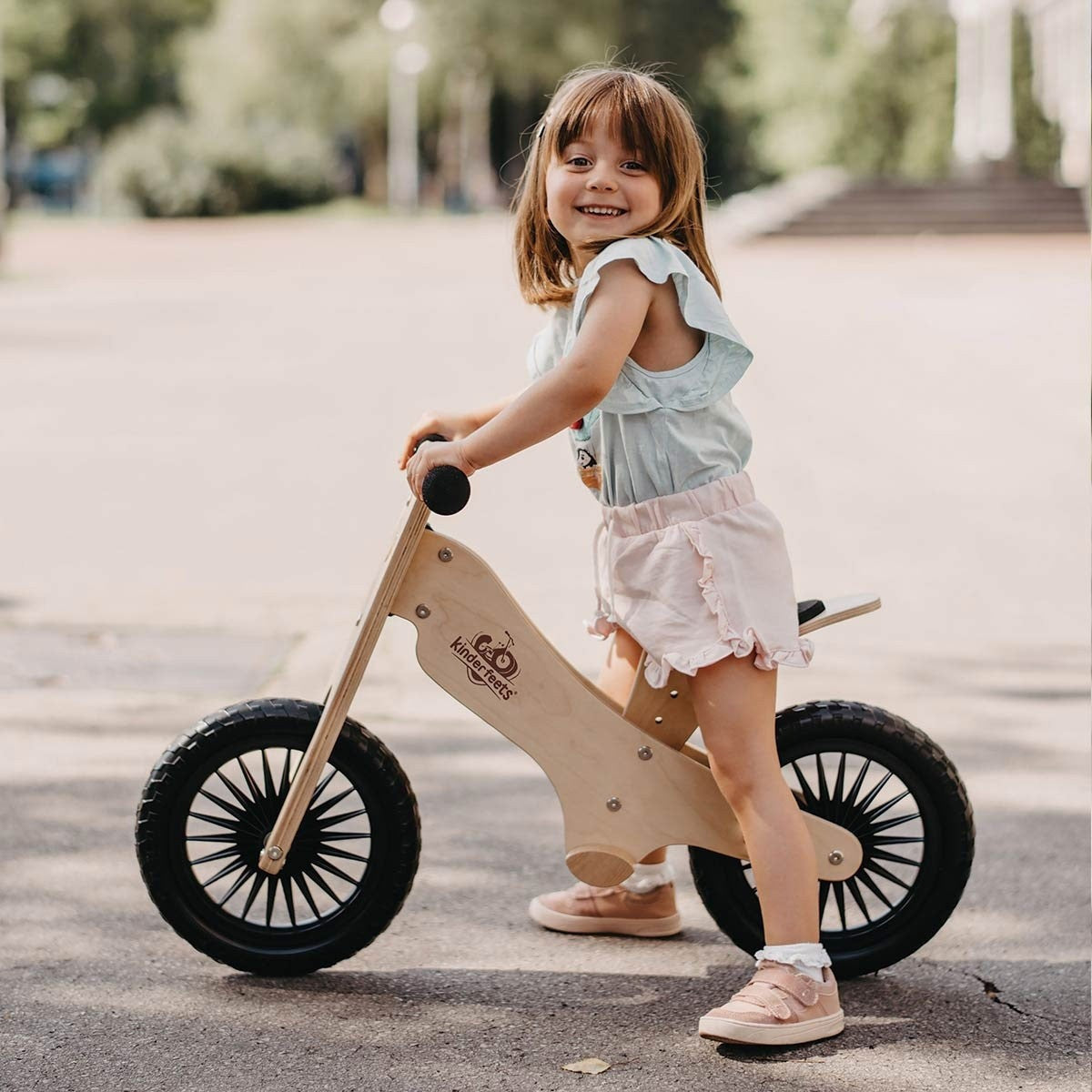 Kinderfeets Natural Wooden Balance Bike organic Ride-On Toy for Toddlers