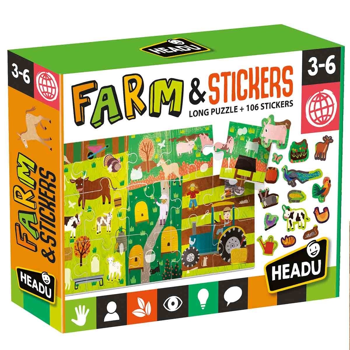 Headu Farm Puzzle with Stickers Educational Game for Toddlers