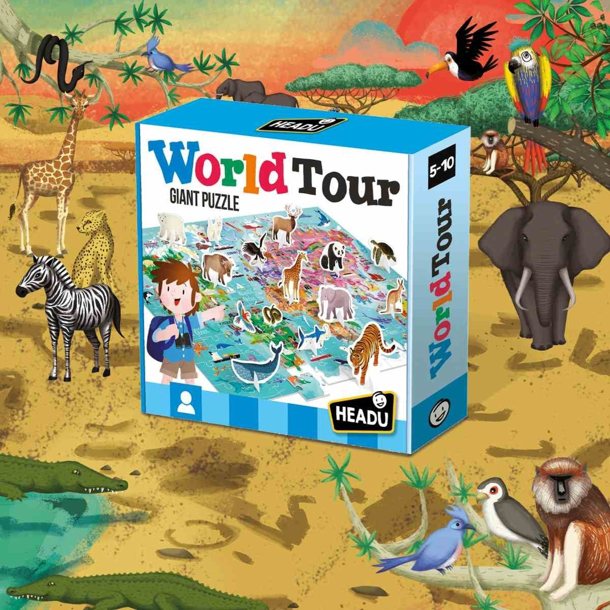 Headu World Tour Puzzle Learn Cultures, Continents & 3D Animals