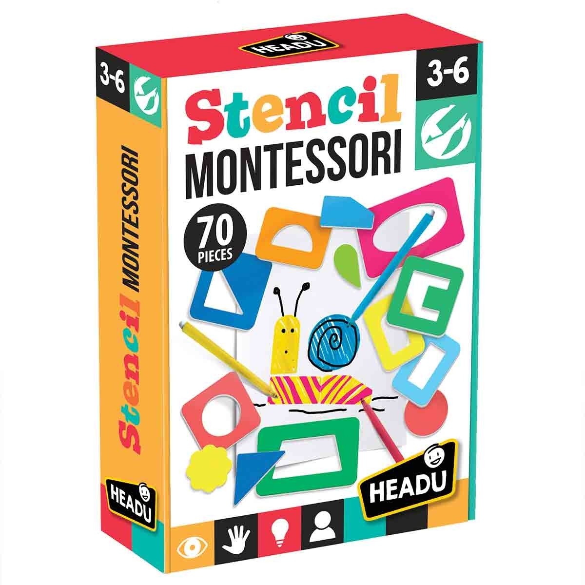 Headu Montessori Drawing Art Kit with Stencils for Kids