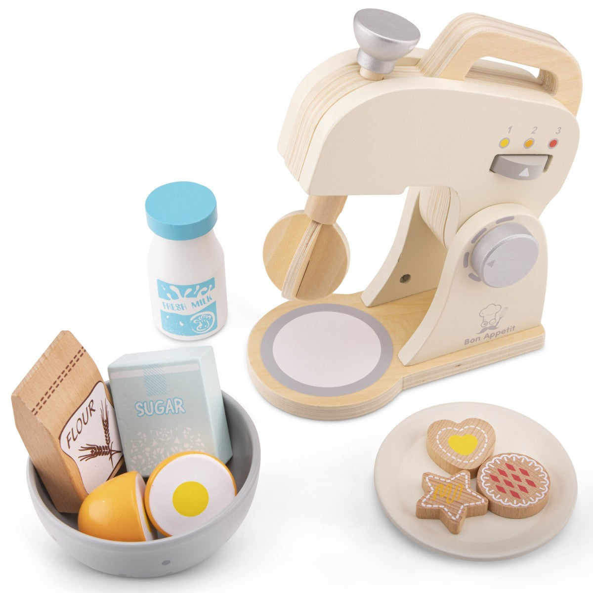 New Classic Toys Baking Set  White Wooden Pretend Play Set