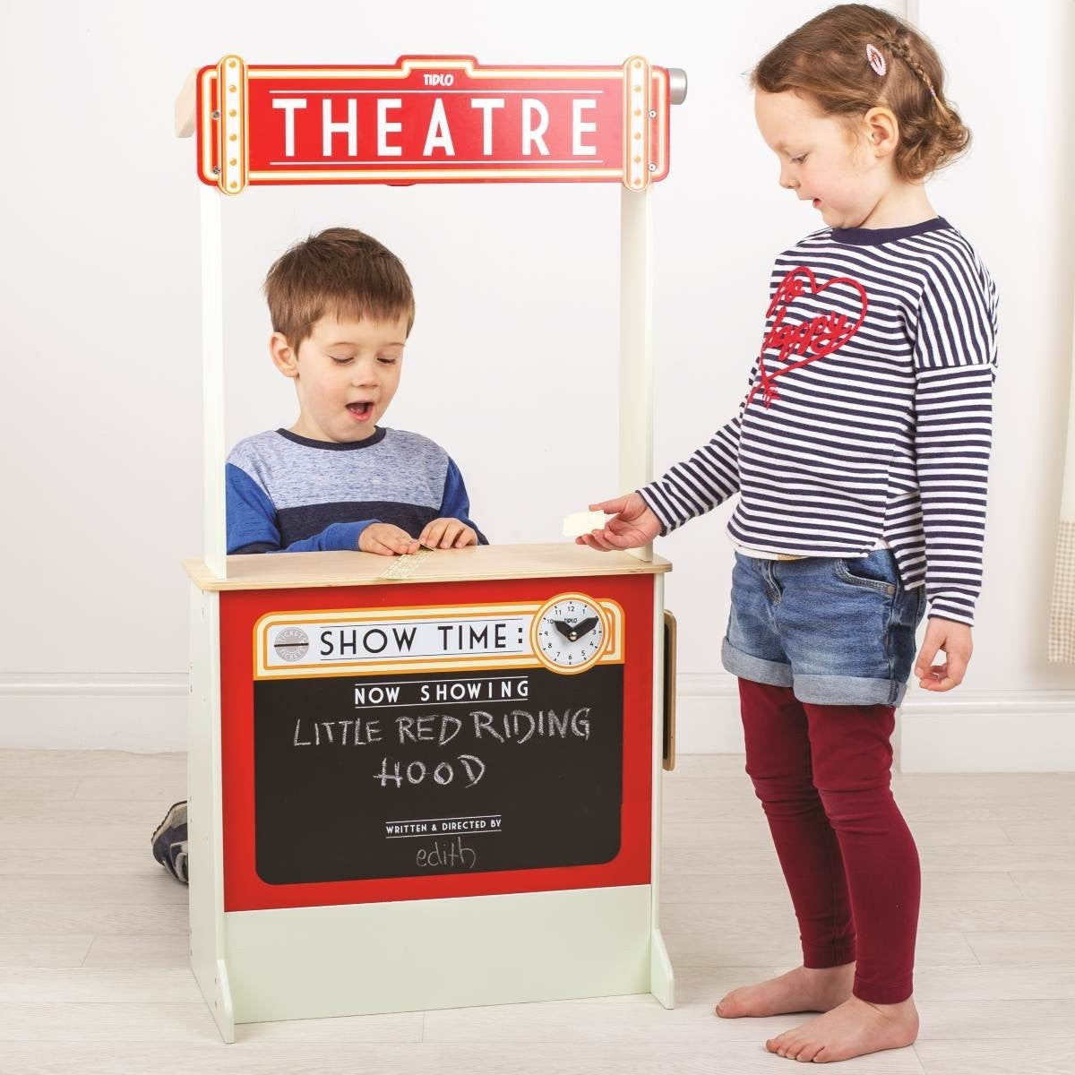 Tidlo Wooden Play Shop & Puppet Theatre 2 in 1 Role Play Toy for Kids