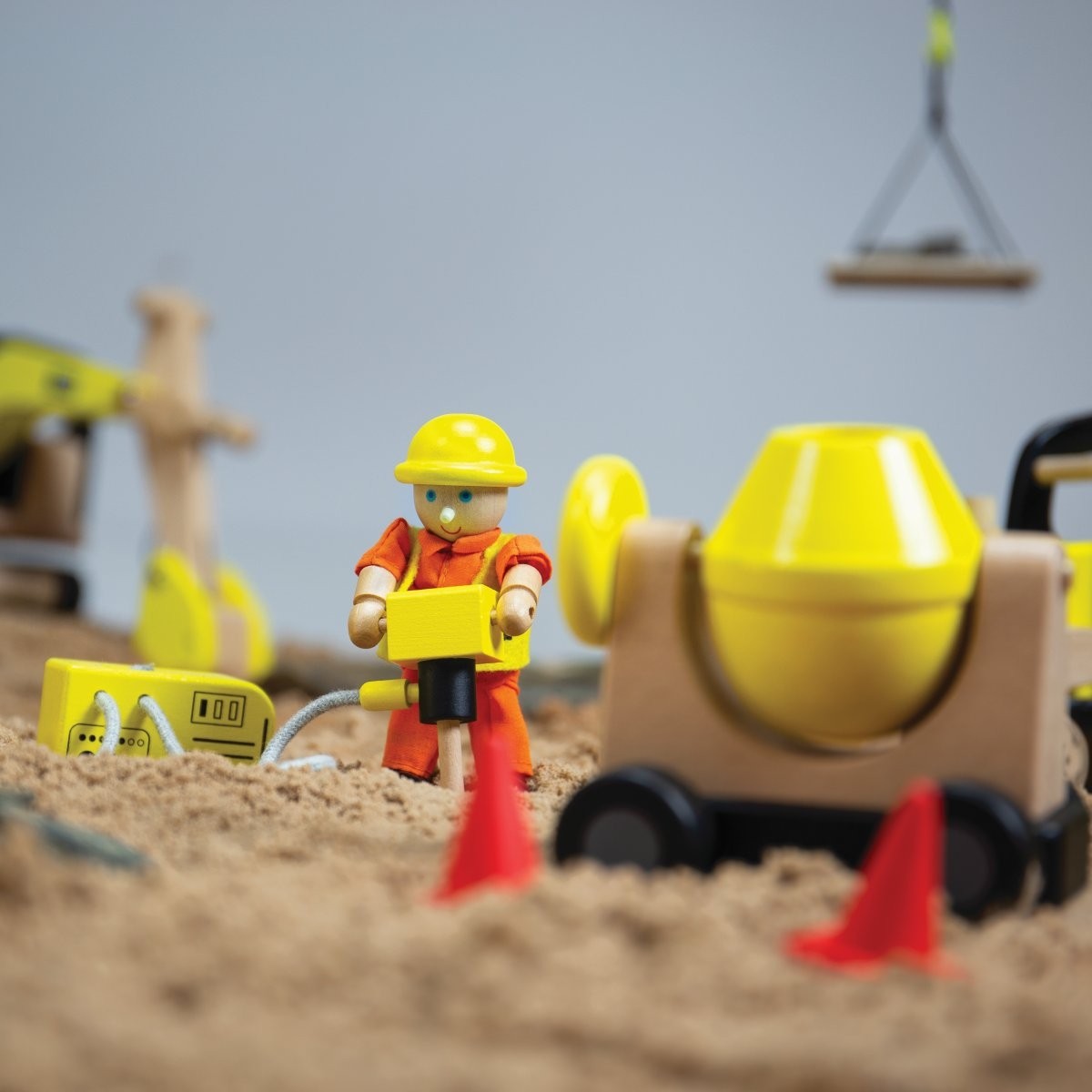 Tidlo Construction Workers Set Poseable Builders Figures for Pretend Play