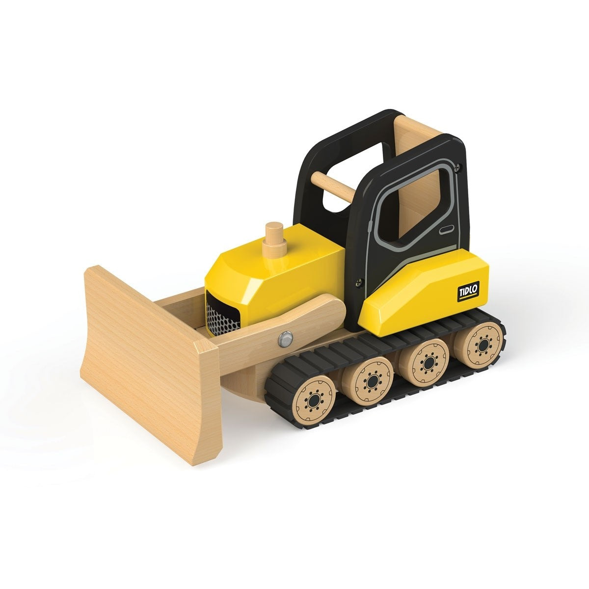 Tidlo Wooden Bulldozer Toy Construction Vehicle for Kids