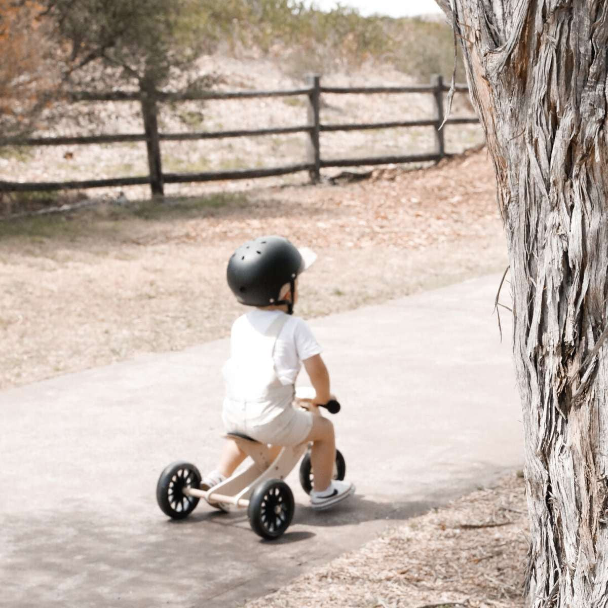 Kinderfeets Tiny Tot 2 in 1 Wooden Balance Bike and Trike Cream