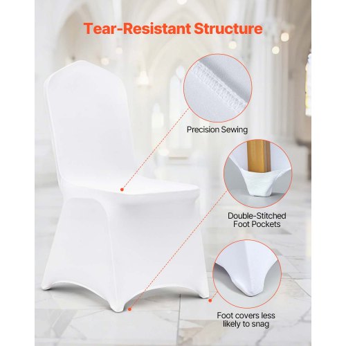 VEVOR 100PCS White Folding Chair Covers Stretch Spandex Removable Washable