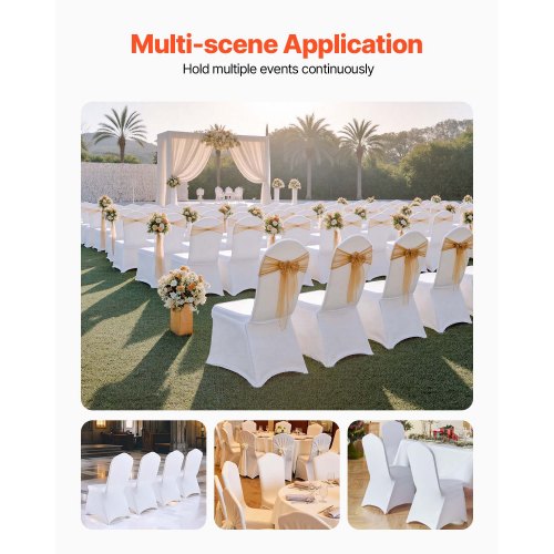 VEVOR 50PCS White Folding Chair Covers Spandex Universal Fitted Washable Slipcovers