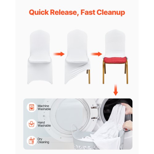 VEVOR 50PCS White Folding Chair Covers Spandex Universal Fitted Washable Slipcovers