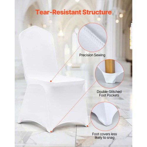 VEVOR 50PCS White Folding Chair Covers Spandex Universal Fitted Washable Slipcovers