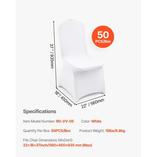 VEVOR 50PCS White Folding Chair Covers Spandex Universal Fitted Washable Slipcovers