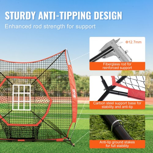 VEVOR 7x7 ft Baseball Training Net for Hitting Pitching Catching with Strike Zone