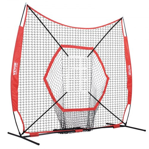 VEVOR 7x7 ft Baseball Training Net for Hitting Pitching Catching with Strike Zone