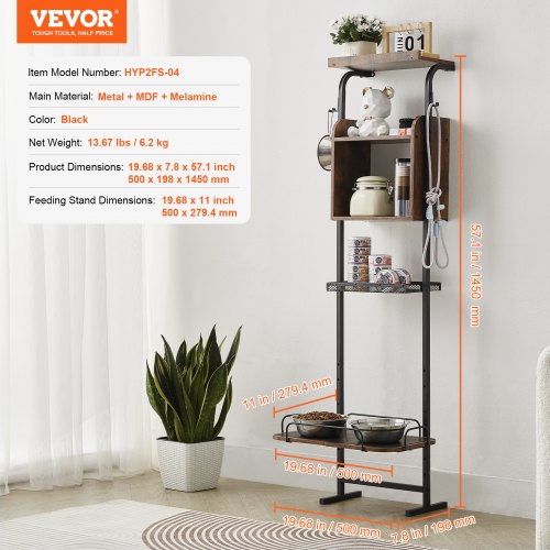 VEVOR Pet Feeding Station Elevated Dog Bowls with Storage Shelves
