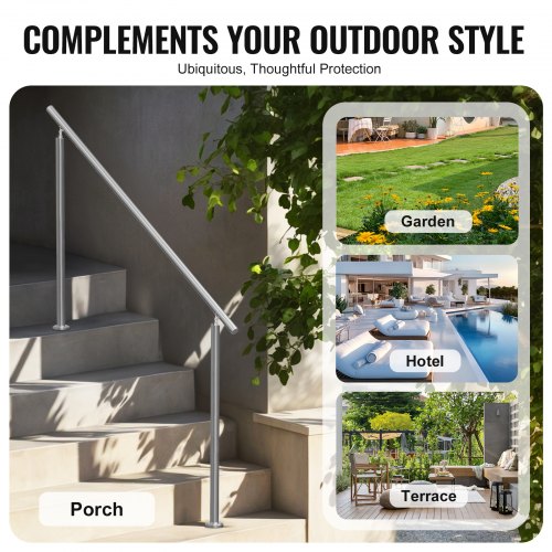 VEVOR 59 inch Outdoor Stair Handrails Stainless Steel Porch Deck Rail Kit